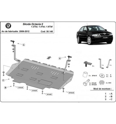 Cubre carter metalico Skoda Octavia 2 (Desde 2010 hasta 2012)