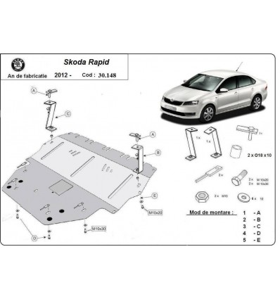 Cubre carter metalico Skoda Rapid (Desde 2012 hasta 2022)