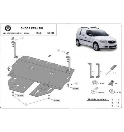 Cubre carter metalico Skoda Praktik (Desde 2006 hasta 2015)