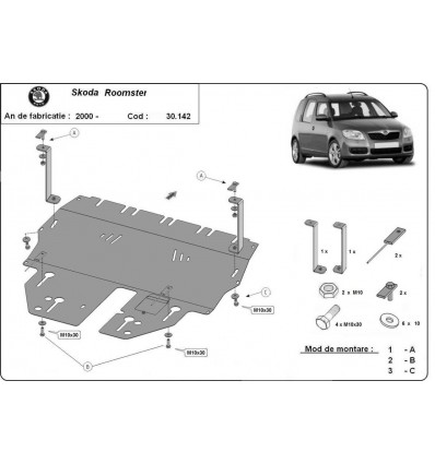 Cubre carter metalico Skoda Roomster (Desde 2006 hasta 2015)