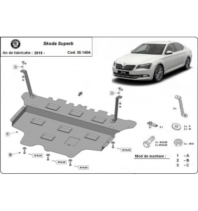 Cubre carter metalico Skoda Superb - caja de cambios automática (Desde 2015 hasta 2022)