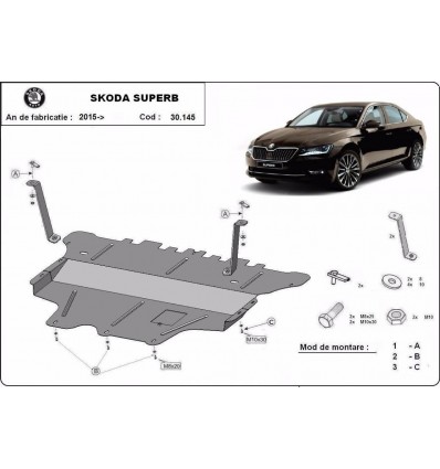 Cubre carter metalico Skoda Superb - caja de cambios manual (Desde 2015 hasta 2022)