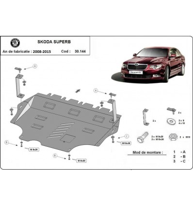 Cubre carter metalico Skoda Superb (Desde 2008 hasta 2015)