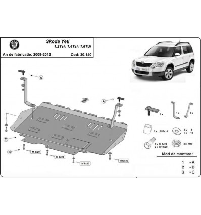 Cubre carter metalico Skoda Yeti (Desde 2009 hasta 2012)