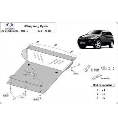 Cubre carter metalico SsangYong Kyron (Desde 2005 hasta 2014)