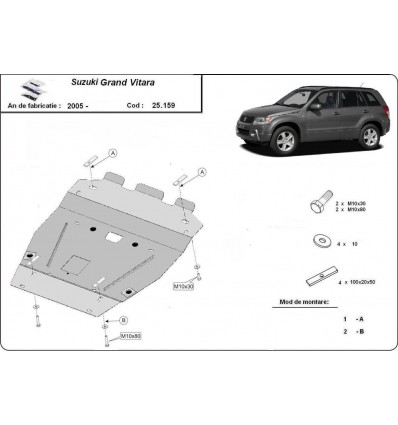 Cubre carter metalico Suzuki Grand Vitara 2 (Desde 2005 hasta 2019)