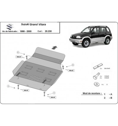 Cubre carter metalico Suzuki Grand Vitara (Desde 1999 hasta 2005)