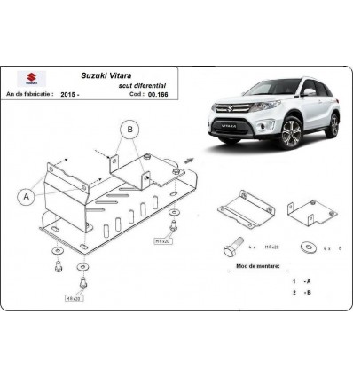 Protección del diferencial trasero Suzuki Vitara (Desde 2015 hasta 2022)