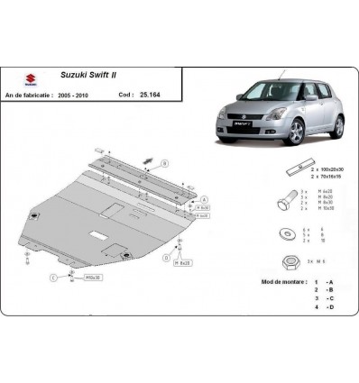 Cubre carter metalico Suzuki Swift 2 (Desde 2005 hasta 2010)