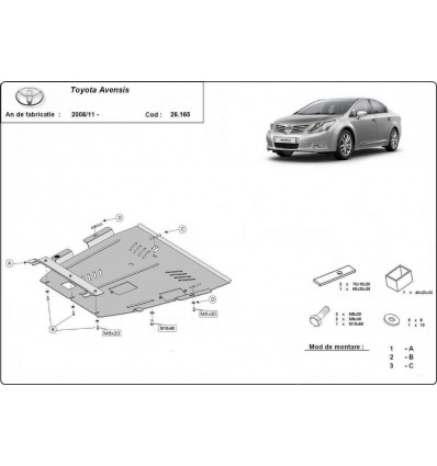 Cubre carter metalico Toyota Avensis (Desde 2008 hasta 2022)