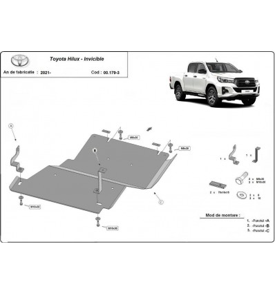 Protección del diferencial Toyota Hilux Invincible (Desde 2021 hasta 2022)