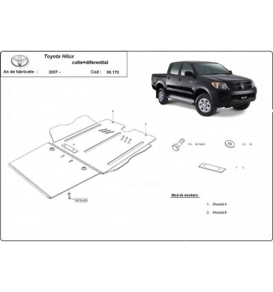 Protección de caja de cambios y diferencial Toyota Hilux (Desde 2004 hasta 2015)