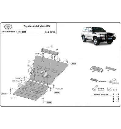 Cubre carter metalico Toyota Land Cruiser J100 (Desde 1998 hasta 2008)