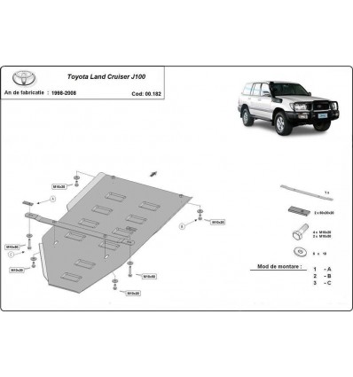 Protección del caja de cambios Toyota Land Cruiser J100 (Desde 1998 hasta 2008)