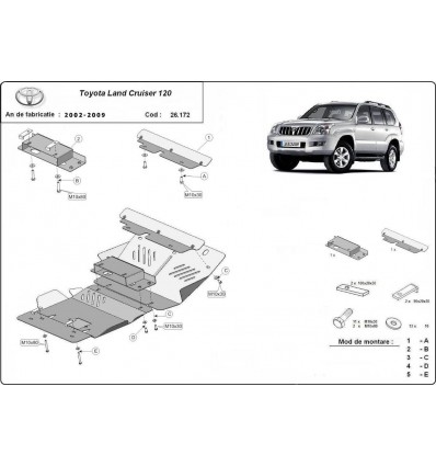 Cubre carter metalico Toyota Land Cruiser J120 (Desde 2002 hasta 2009)