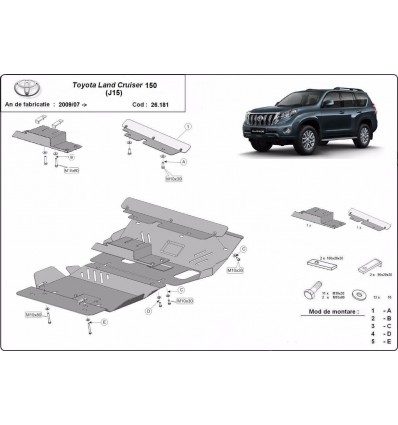 Cubre carter metalico Toyota Land Cruiser 150 (Desde 2009 hasta 2022)