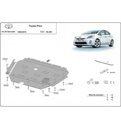 Cubre carter metalico Toyota Prius (Desde 2008 hasta 2015)