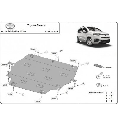 Cubre carter metalico Toyota Proace (Desde 2019 hasta 2022)