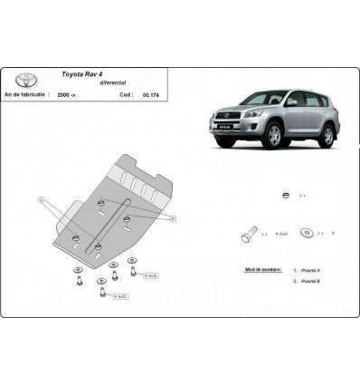 Protección del diferencial Toyota RAV 4 (Desde 2006 hasta 2013)