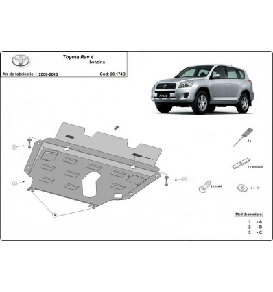 Cubre carter metalico Toyota RAV 4 gasolina (Desde 2006 hasta 2013)