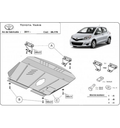 Cubre carter metalico Toyota Yaris (Desde 2011 hasta 2020)