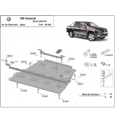 Protección de caja de cambios y diferencial Volkswagen Amarok - V6 automat (Desde 2016 hasta 2022)