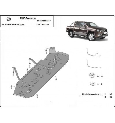 Protección del depósito de combustible VW Amarok - Versiones sin protecciones de fábrica (Desde 2010 hasta 2022)