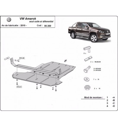 Protección de caja de cambios y diferencial Volkswagen Amarok (Desde 2010 hasta 2022)