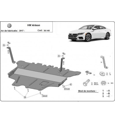 Cubre carter metalico VW Arteon - caja de cambios manual (Desde 2017 hasta 2022)