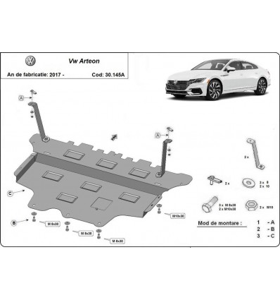 Cubre carter metalico VW Arteon - caja de cambios automática (Desde 2017 hasta 2022)