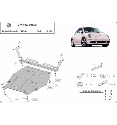 Cubre carter metalico Volkswagen New Beetle (Desde 1998 hasta 2011)