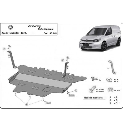 Cubre carter metalico VW Caddy (Desde 2020 hasta 2022)