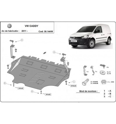 Cubre carter metalico VW Caddy - con WEBASTO (Desde 2011 hasta 2020)