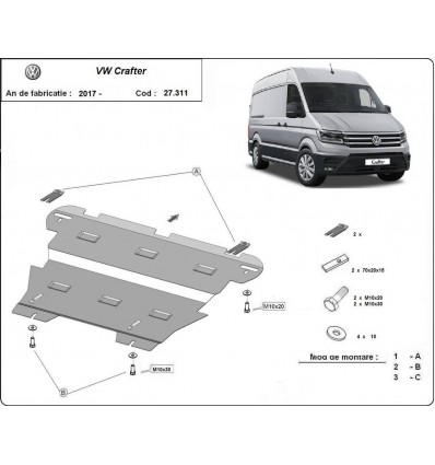 Cubre carter metalico Vw Crafter (Desde 2017 hasta 2022)