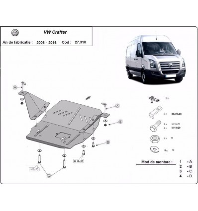 Cubre carter metalico Volkswagen Crafter (Desde 2006 hasta 2016)