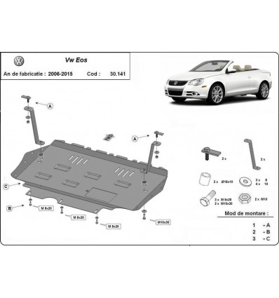 Cubre carter metalico VW Eos (Desde 2006 hasta 2015)