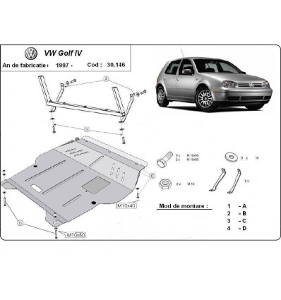 Cubre carter metalico golf mk4 (Desde 1998 hasta 2006)