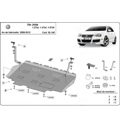 Cubre carter metalico VW Jetta (Desde 2010 hasta 2011)