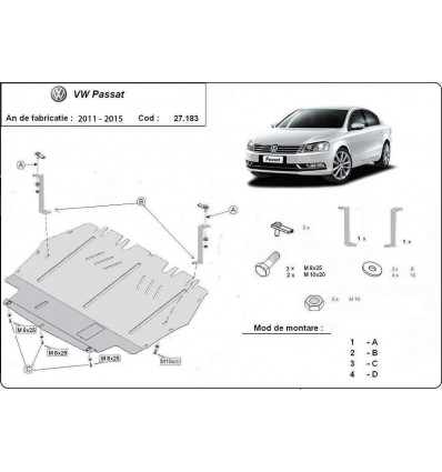 Cubre carter metalico VW Passat B7 (Desde 2011 hasta 2015)