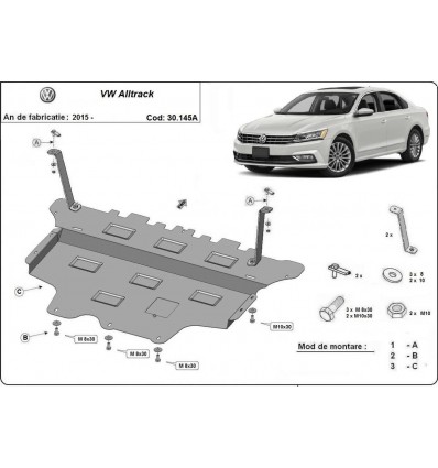 Cubre carter metalico VW Passat Alltrack -caja de cambios automática (Desde 2015 hasta 2022)