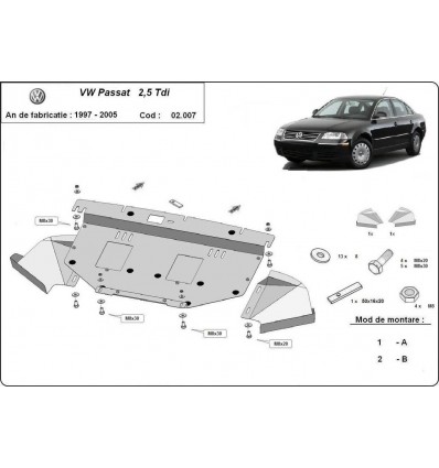 Cubre carter metalico VW Passat B5, B5.5 (Desde 1997 hasta 2004)