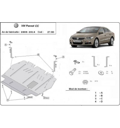 Cubre carter metalico VW Passat CC (Desde 2005 hasta 2014)