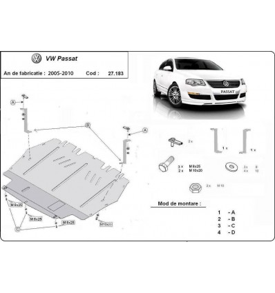 Cubre carter metalico VW Passat B6 (Desde 2005 hasta 2010)