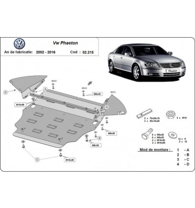 Cubre carter metalico Volkswagen Phaeton (Desde 2002 hasta 2016)