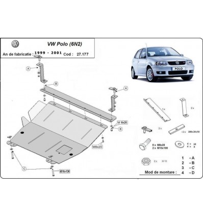 Cubre carter metalico VW Polo 6n2 (Desde 1999 hasta 2001)