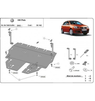 Cubre carter metalico VW Polo Gasolina (Desde 2002 hasta 2009)