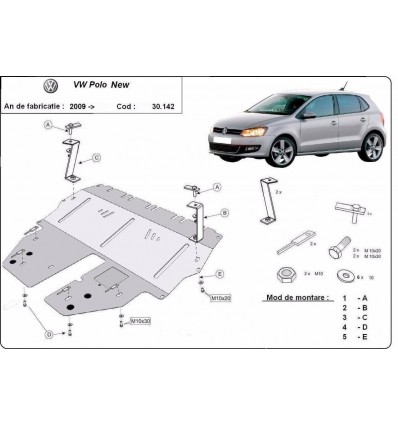 Cubre carter metalico VW Polo (Desde 2009 hasta 2017)