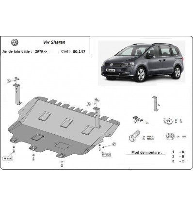 Cubre carter metalico Volkswagen Sharan (Desde 2010 hasta 2022)