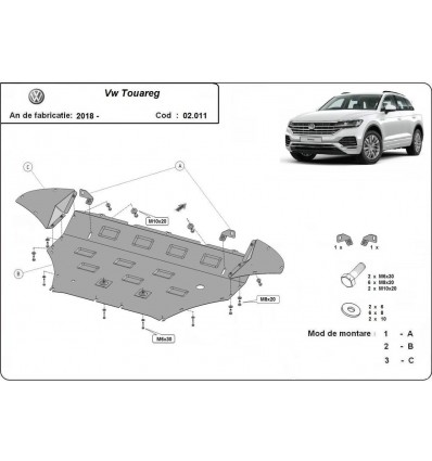 Cubre carter metalico Volkswagen Touareg (Desde 2018 hasta 2022)