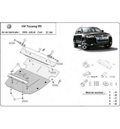 Cubre carter metalico Volkswagen Touareg 7L (Desde 2003 hasta 2010)